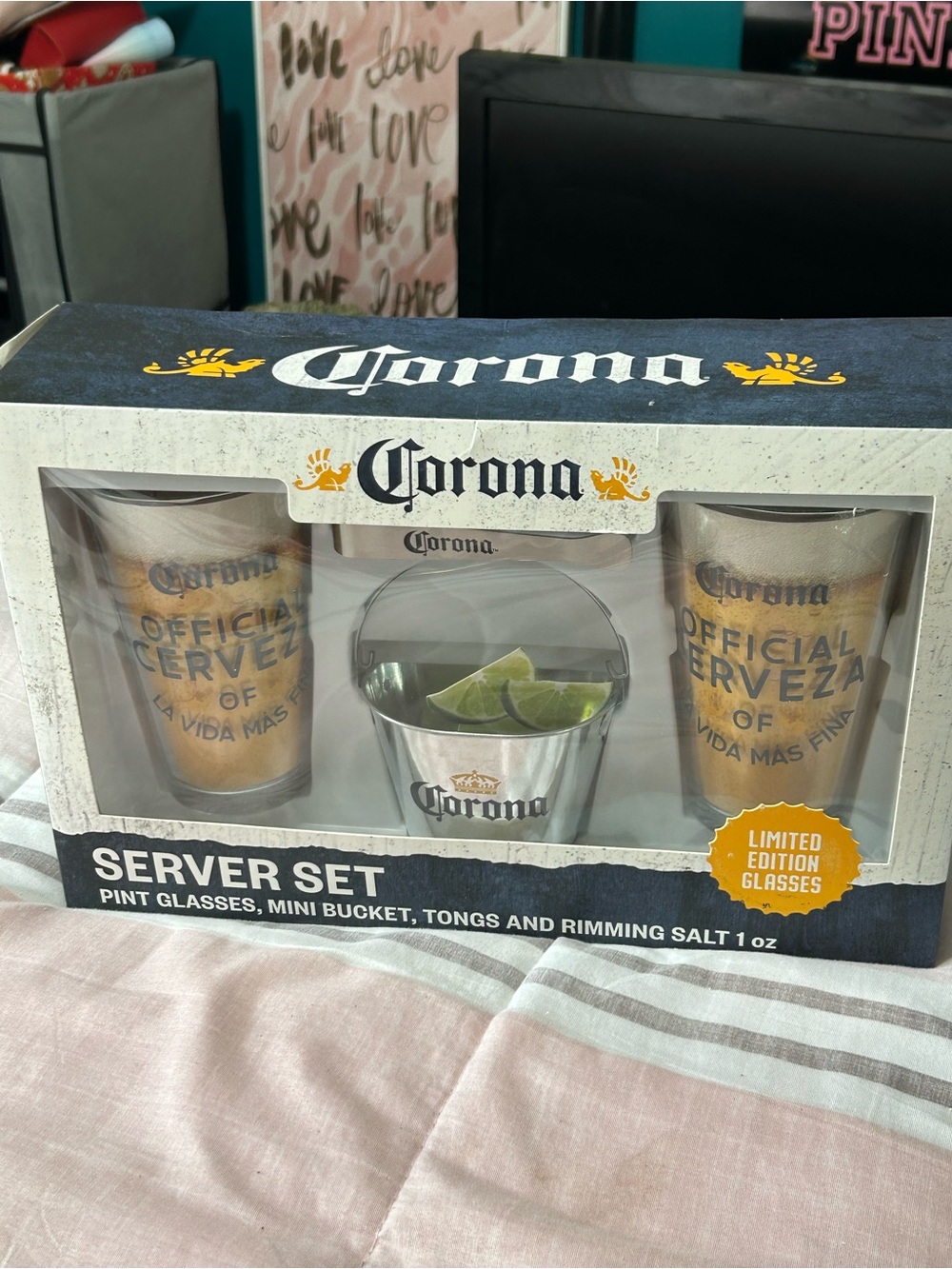 Corona Gold-Toned Glasses with Silver Mini Bucket Server Set